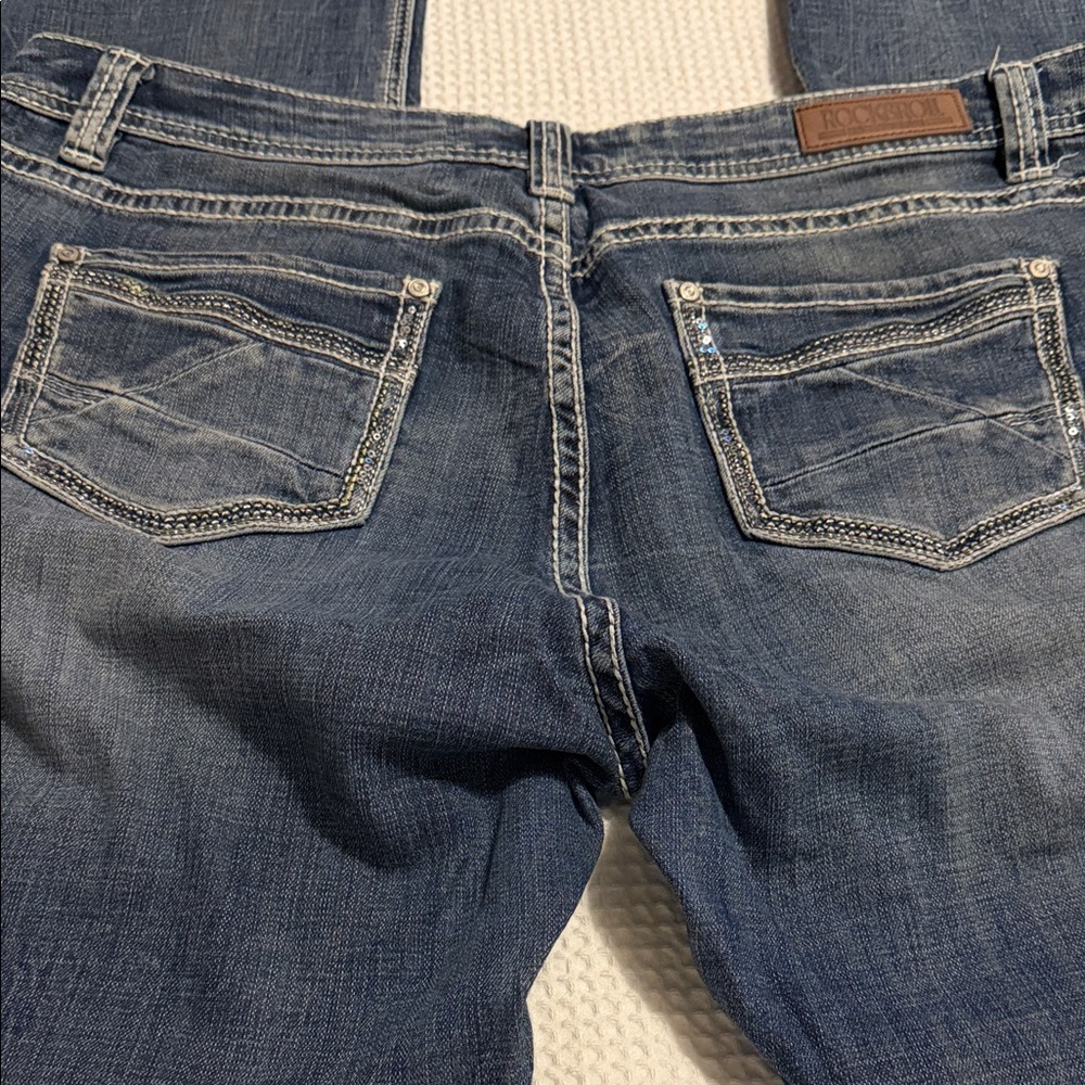Rock & Roll Cowgirl Boot Cut Blue Jeans - Picture 4 of 4